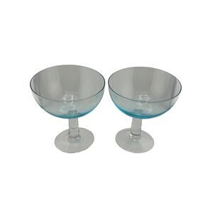 Crate & Barrel Light Blue Satellite Cocktail Ice Cream Glasses Set of 2